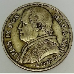 ITALIEN - VEREINIGTE STAATEN - KM 1379.2 - 2 LIRE 1867 R AN XXII - PIE IX