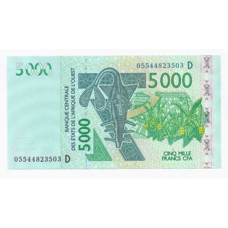 États d'Afrique de l'Ouest 5000 Francs (C- Burkina Faso) (2003) - Banque  Centrale des États de l'Afrique de l'Ouest - Émission 1991-2003 - LastDodo