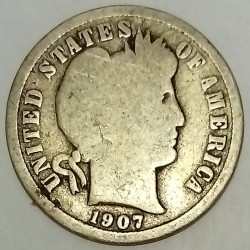 ETATS UNIS - KM 113 - 1 DIME 1907 D - BARBER