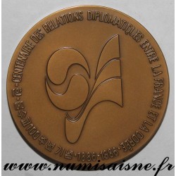 MÉDAILLE - POLITIQUE - CENTENAIRE DES RELATIONS DIPLOMATIQUES ENTRE LA FRANCE ET LA CORÉE - 1886 - 1986