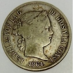 ESPAGNE - KM 628 - 40 CENTIMOS DE ESCUDO 1864 - ISABELLE II