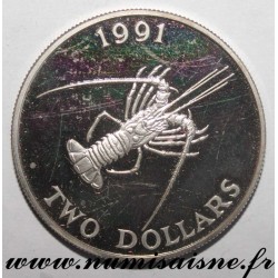 BERMUDES - KM 69 - 2 DOLLARS 1991 - Langouste