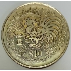 SINGAPUR - KM 113 - 10 DOLLAR 1993 - JAHR DES HAHNS