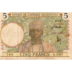 FRENCH WEST AFRICA - PICK 21 - 5 FRANCS - 15/03/1937