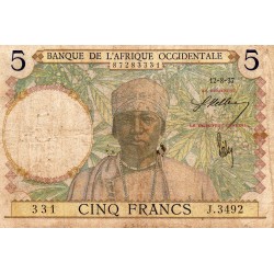 AFRIQUE OCCIDENTALE FRANCAISE - PICK 21 - 5 FRANCS - 12/08/1937