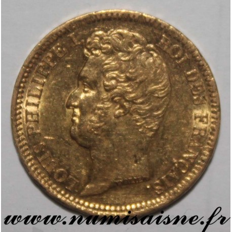 FRANCE - KM 746 - 20 FRANCS 1831 A - Paris - GOLD - LOUIS PHILIPPE I - Edge with Recessed lettering