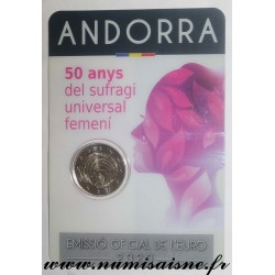 ANDORRA - 2 EURO 2020 - 50 YEARS OF UNIVERSAL WOMEN'S SUFFRAGE - COINCARD