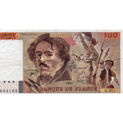 FRANKREICH - PICK 154  - 100 FRANCS DELACROIX - 1991