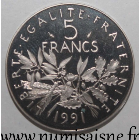 FRANKREICH - KM 926a.2 - 5 FRANCS 1991 - TYP SÄMANN