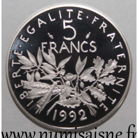 FRANKREICH - KM 926a.2 - 5 FRANCS 1992 - TYP SÄMANN