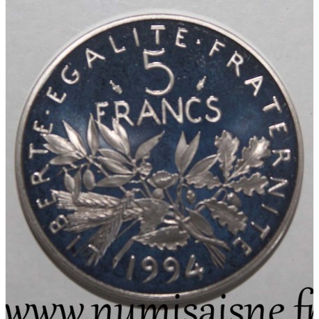 FRANKREICH - KM 926a.2 - 5 FRANCS 1994 - TYP SAMANN