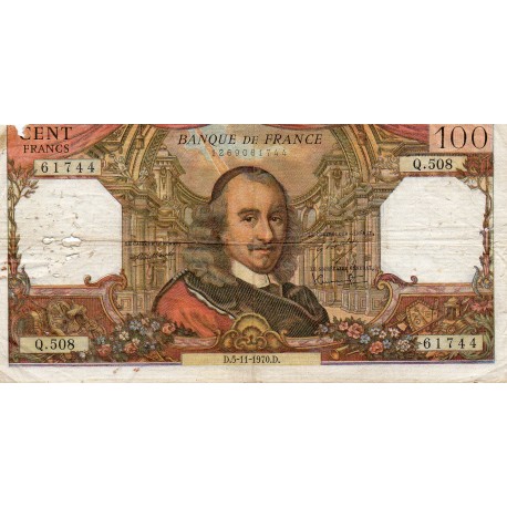 FRANCE - PICK 149 - 100 FRANCS CORNEILLE - TYPE 1964 - 05/11/1970 - Q.508