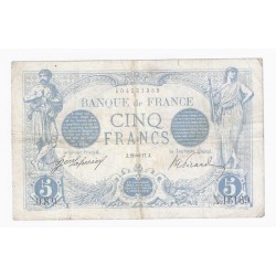 FAY 02/47 - 5 FRANCS BLEU - 29/01/1917 - VERSEAU - TRES TRES BEAU - PICK 70