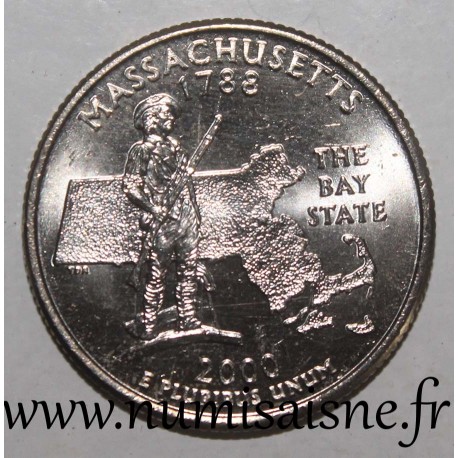 ÉTATS UNIS - KM 305 - 1/4 DOLLAR 2000 P - Philadelphie - MASSACHUSETTS