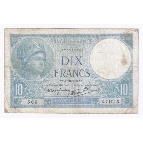 FAY 07/05 - 10 FRANCS MINERVE - 17/08/1939 - TRES BEAU A TRES TRES BEAU- PICK 84