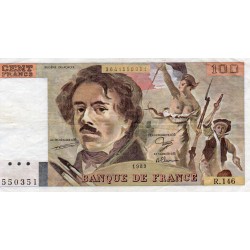 FRANKREICH - PICK 154 - 100 FRANCS DELACROIX - TYP 1978 MODIF - 1989