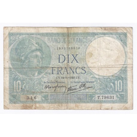 FAY 07/20 - 10 FRANCS MINERVE - 14/11/1940 - TRES BEAU A TRES TRES BEAU -PICK 84