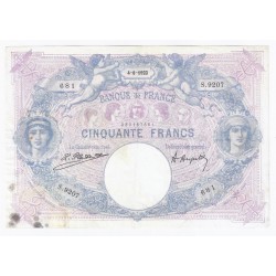 FRANKREICH - PICK 64 - 50 FRANCS 1922 - 04.08 - TYP BLAU UND ROSA