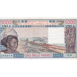 ÉTATS DE L'AFRIQUE DE L'OUEST - CÔTE D'IVOIRE - PICK 108 A m  - 5.000 FRANCS 1985 - "A" - B C E A O