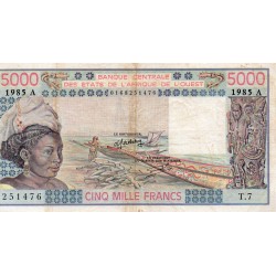 ÉTATS DE L'AFRIQUE DE L'OUEST - CÔTE D'IVOIRE - PICK 108 A m  - 5.000 FRANCS 1985 - "A" - B C E A O