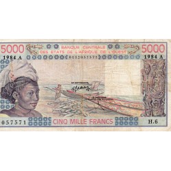 ÉTATS DE L'AFRIQUE DE L'OUEST - CÔTE D'IVOIRE - PICK 108 A L  - 5.000 FRANCS 1984 - "A" - B C E A O