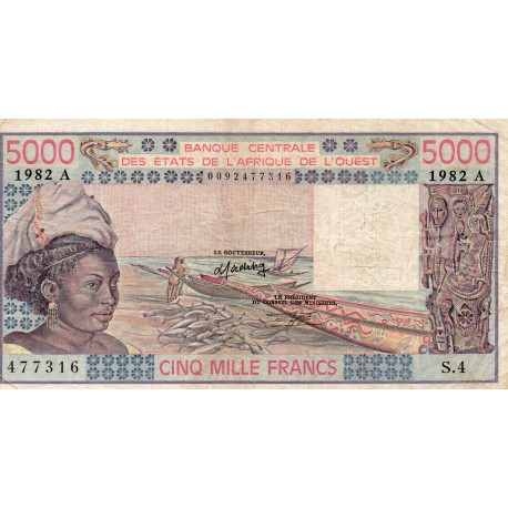 WEST AFRICAN STATES - IE HOW - PICK 108 A i  - 5.000 FRANCS 1982 - "A" - B C E A O