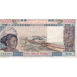 ÉTATS DE L'AFRIQUE DE L'OUEST - CÔTE D'IVOIRE - PICK 108 A f  - 5.000 FRANCS 1988 - "A" - B C E A O