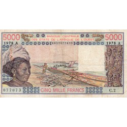 ÉTATS DE L'AFRIQUE DE L'OUEST - CÔTE D'IVOIRE - PICK 108 A b  - 5.000 FRANCS 1978 - "A" - B C E A O