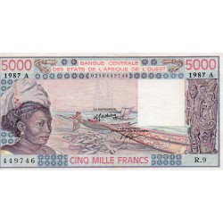 ÉTATS DE L'AFRIQUE DE L'OUEST - CÔTE D'IVOIRE - PICK 108 A p  - 5.000 FRANCS 1987 - "A" - B C E A O