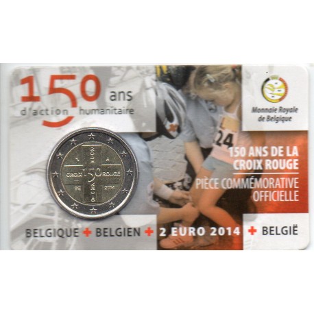 BELGIEN- 2 EURO 2014 - 150 Jahre des roten Kreuzes - RODE KRUIS - COINCARD