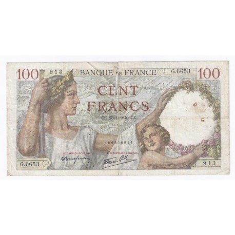 FAY 26/21 - 100 FRANCS SULLY - 25/01/1940 - TRES BEAU - PICK 94