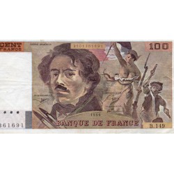 FRANKREICH - PICK 154 - 100 FRANCS DELACROIX - TYP 1978 - 1990 - KONTINUIERLICH BEDRUCKEN