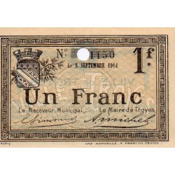 10 - TROYES - 1 FRANC - 08/09/1914
