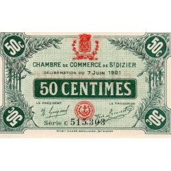 COUNTY 52 - ST DIZIERS - 50 CENTIMES 1921 - 07.06 - CHAMBER OF COMMERCE