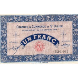 COUNTY 52 - ST DIZIERS - 1 FRANC 1916 - 12.12 - CHAMBER OF COMMERCE