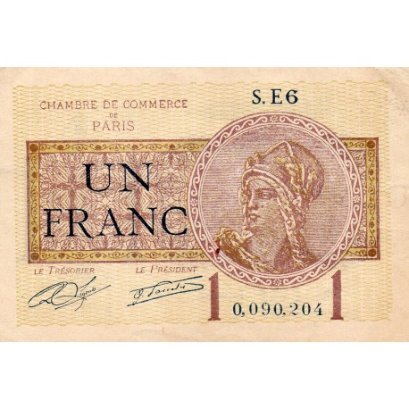 75 - PARIS - 1 FRANC 1919 - CHAMBRE DE COMMERCE DE PARIS