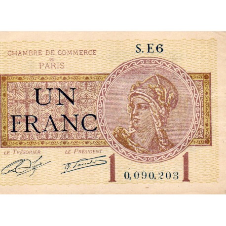 75 - PARIS - 1 FRANC 1919 - CHAMBRE DE COMMERCE DE PARIS