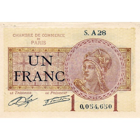 75 - PARIS - 1 FRANC 1919 - CHAMBRE DE COMMERCE DE PARIS