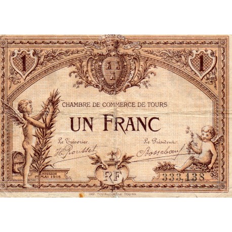 37 - TOURS - 1 FRANC 1915 - CHAMBRE DE COMMERCE