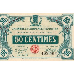 COUNTY 52 - ST DIZIERS - 50 CENTIMES 1920 - 14.04 - CHAMBER OF COMMERCE