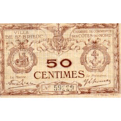 County 22 - ST BRIEUC - 50 CENTIMES 1918 - CHAMBER OF COMMERCE