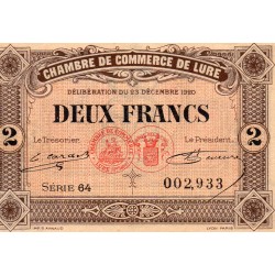 70 - LURE - 2 FRANCS 1920 - 25.09 - CHAMBRE DE COMMERCE