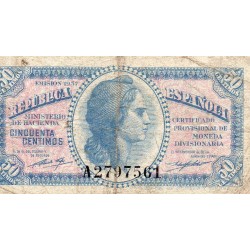 SPANIEN - PICK 93 - 50 CENTIMOS - 1937