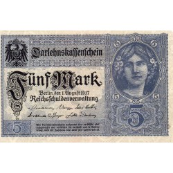 GERMANY - PICK 56 a - 5 MARK - 01/08/1917