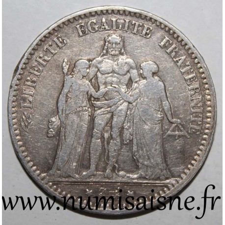 GADOURY 745a - 5 FRANCS 1877 K - Bordeaux - TYPE HERCULE - KM 820