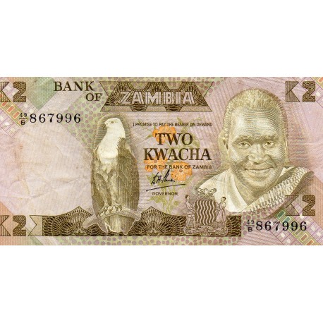 ZAMBIE - PICK 24 b - 2 KWACHA - 1980-1988