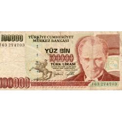 TURKEY - PICK 206 - 100 000 LIRA - Not dated - (1997)