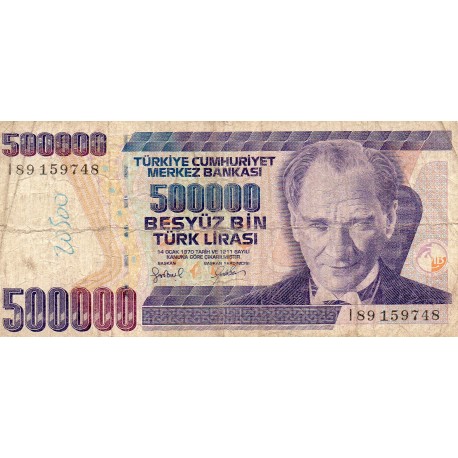 TÜRKEI - PICK 212 - 500 000 LIRA - L 1970 (1998) - PREFIXE L