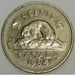 KANADA - KM 182 - 5 CENT 1994 - ELISABETH II - CASTOR