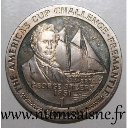 ISLE OF MAN - KM 185 - 1 CROWN 1987 - America's Cup Challenge - George Steers